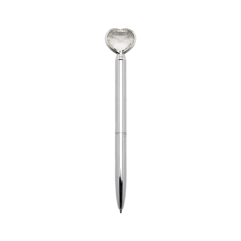 CANETA METAL CORAÇÃO DIAMANTE