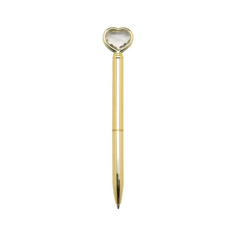 CANETA METAL CORAÇÃO DIAMANTE