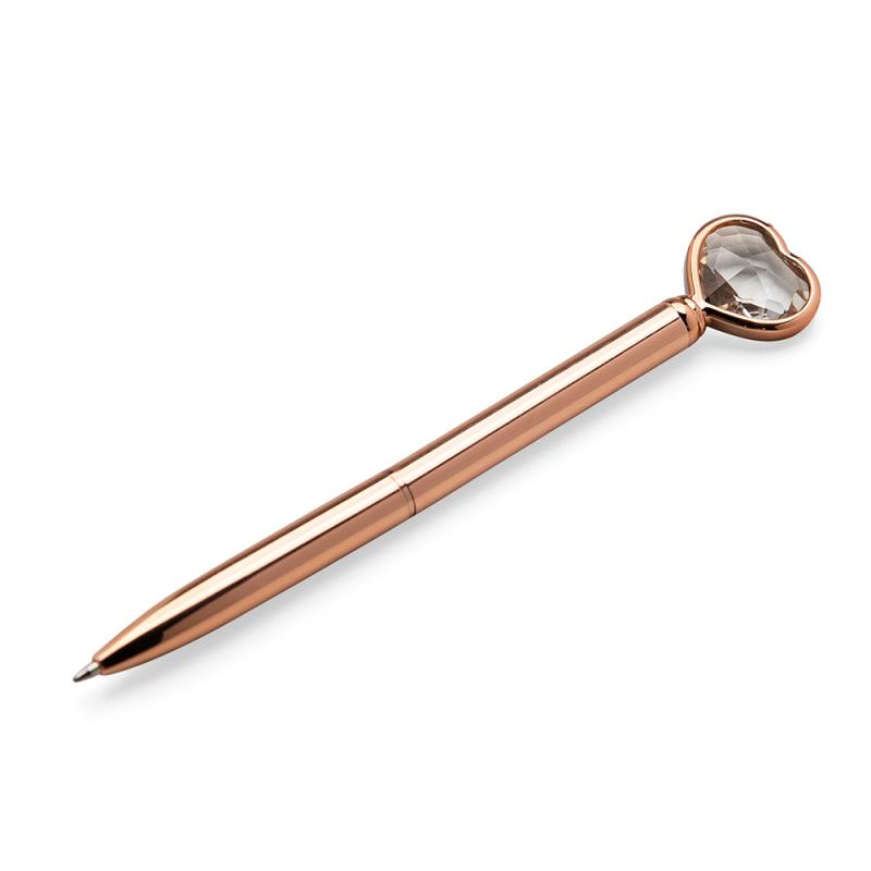 CANETA METAL CORAÇÃO DIAMANTE