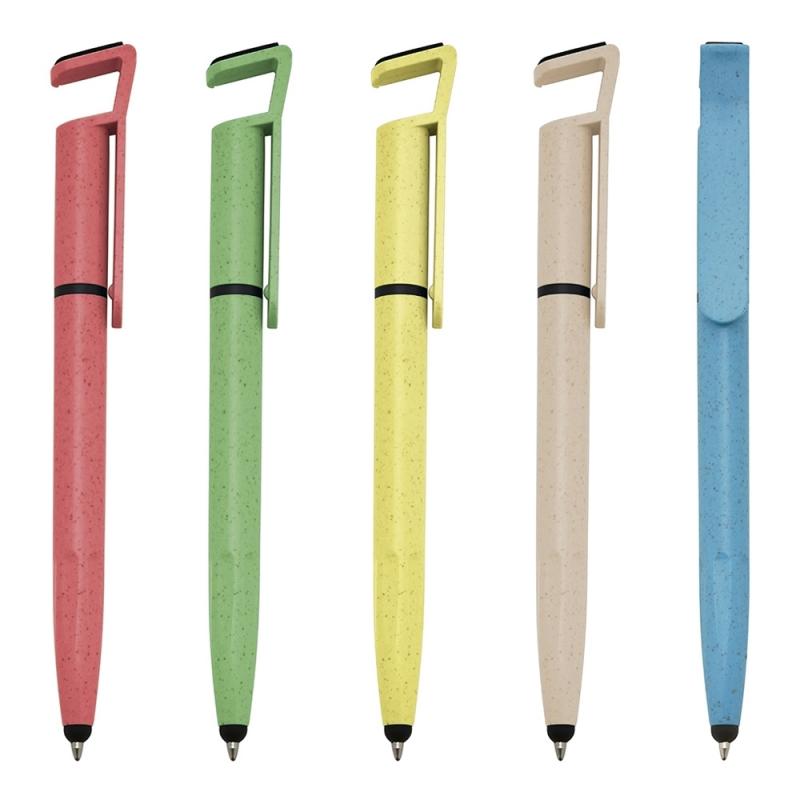 CANETA FIBRA DE BAMBU TOUCH COM SUPORTE - ATACADO
