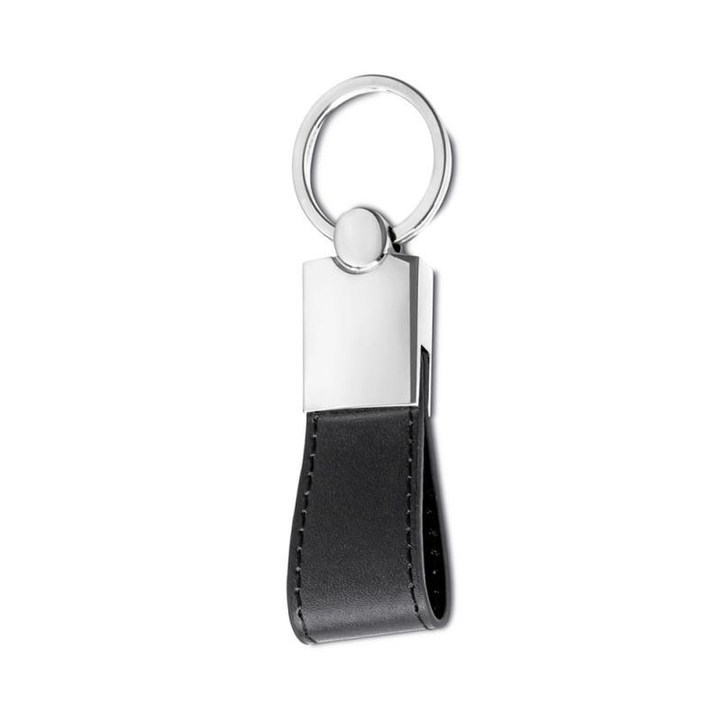 CHAVEIRO METAL BRILHANTE COM ALÇA EM COURO SINTÉTICO